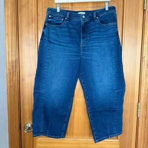 Pistola Eli High Rise Barrel Arched Leg Jeans Size 33P Mixer Medium Wash Denim